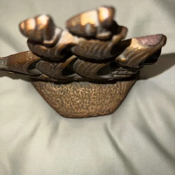 Vintage Cast Iron Pirate Ship Galleon Bookend Doorstop Nautical Bronze Tone 4.5" - Picture 6 of 6